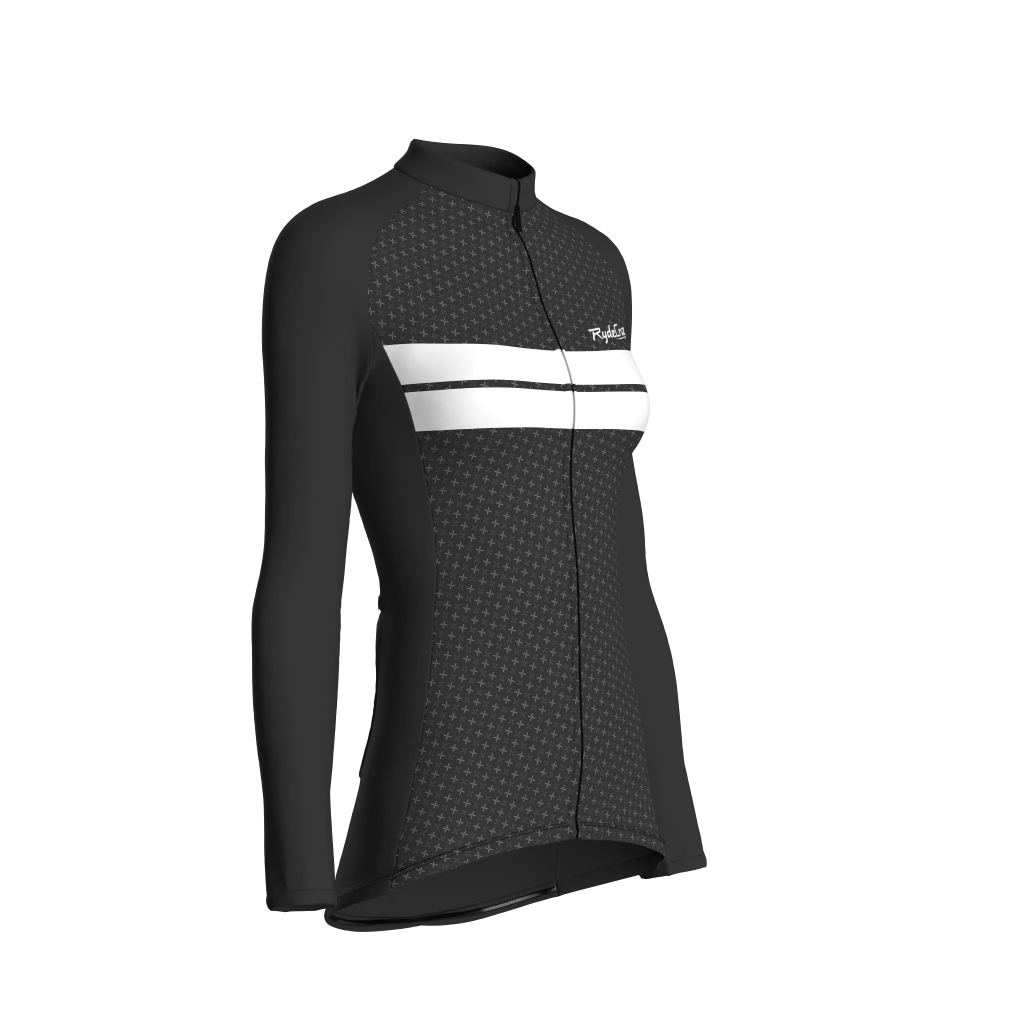 Dual Stripe Dynamics | Charcoal Gray Female Long Sleeves Jersey