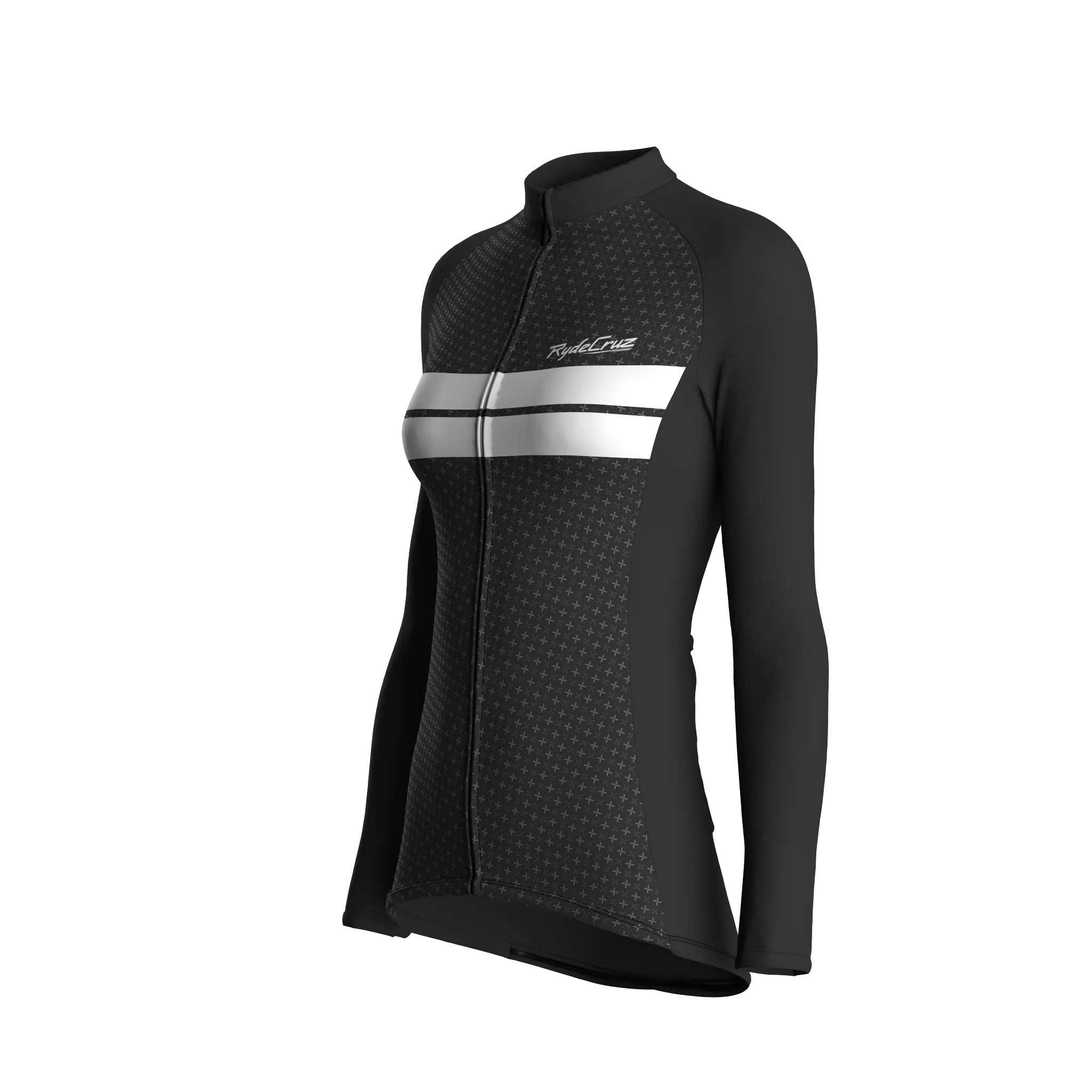 Dual Stripe Dynamics | Charcoal Gray Female Long Sleeves Jersey