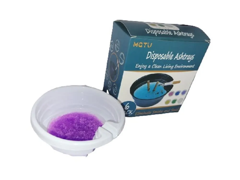 Envop 6pcs Disposable Ashtrays for Cigarettes with Ash Absorbing Balm Fast Cigarette Extinguishing
