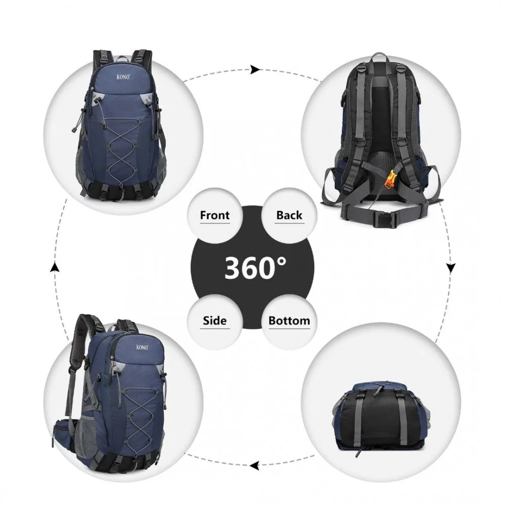 EQ2238 - Kono Multi Functional Outdoor Hiking Backpack With Rain Cover - Black