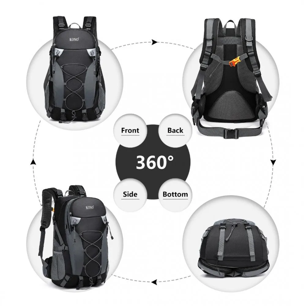 EQ2238 - Kono Multi Functional Outdoor Hiking Backpack With Rain Cover - Black