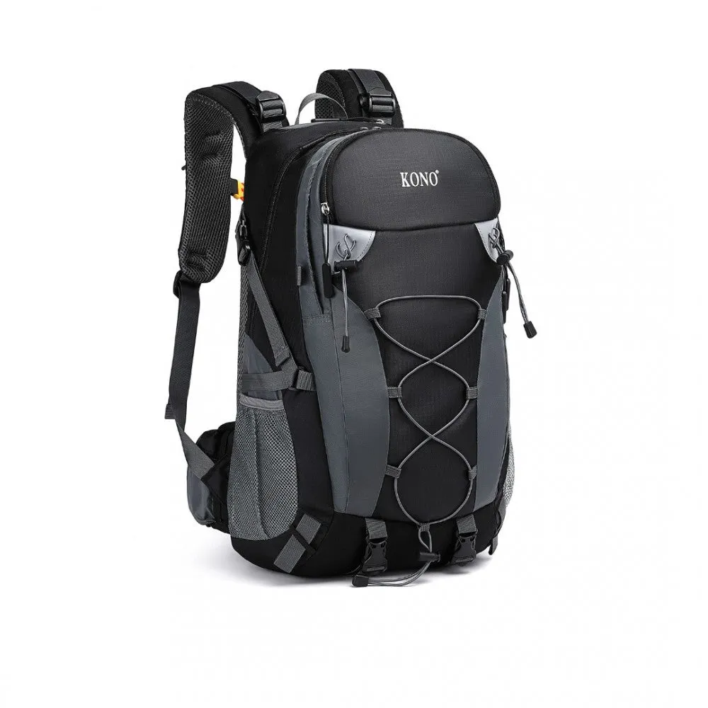 EQ2238 - Kono Multi Functional Outdoor Hiking Backpack With Rain Cover - Black