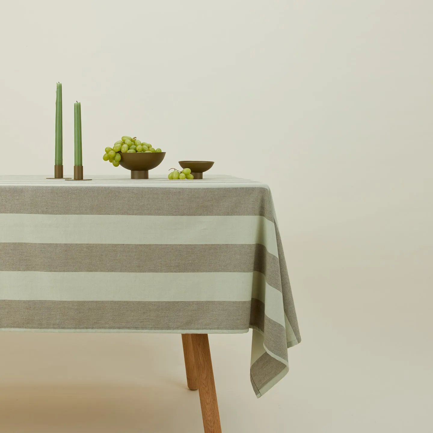 Essential Striped Tablecloth, Olive/Sage