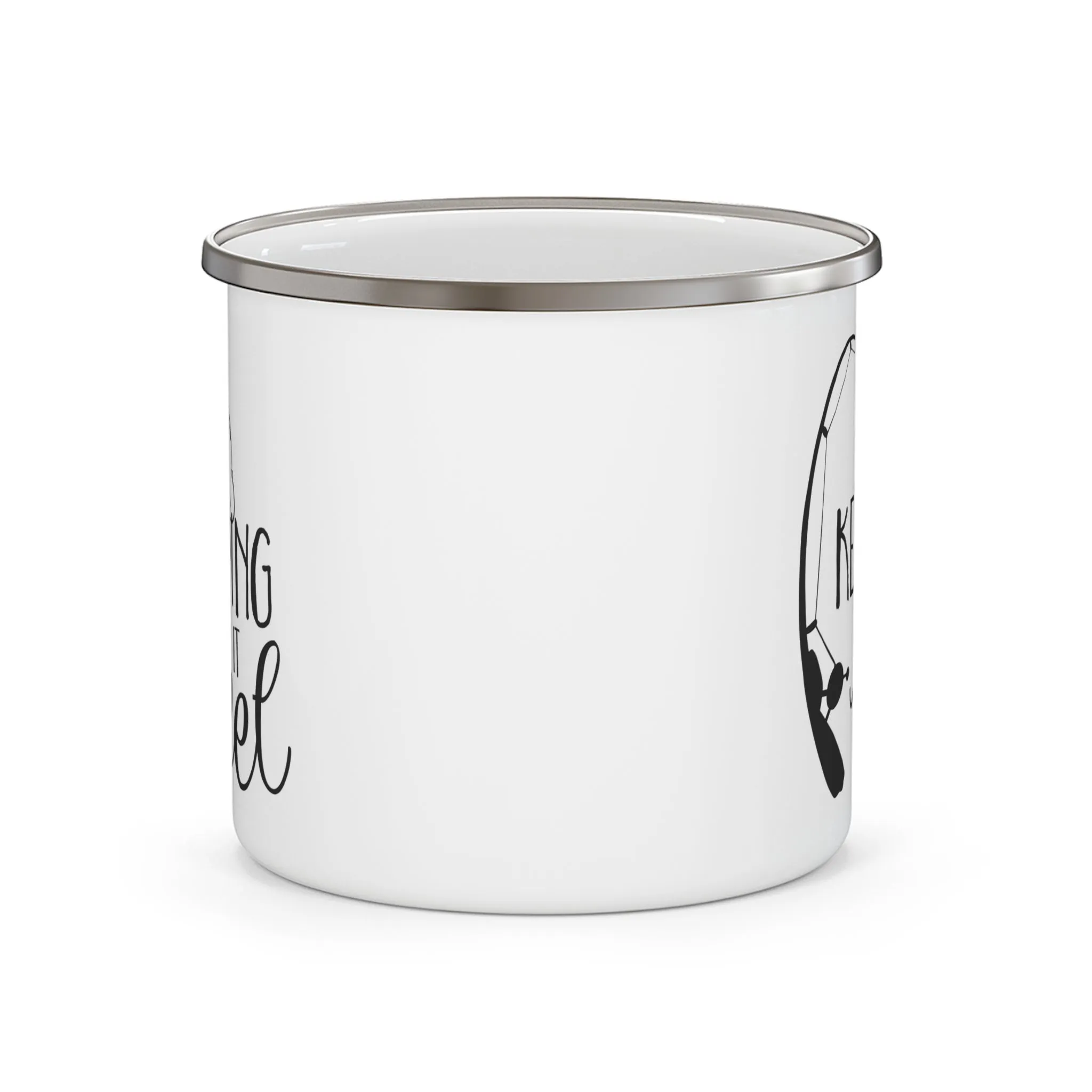 Fishing Enthusiast Enamel Camping Mug - "Keeping It Reel"