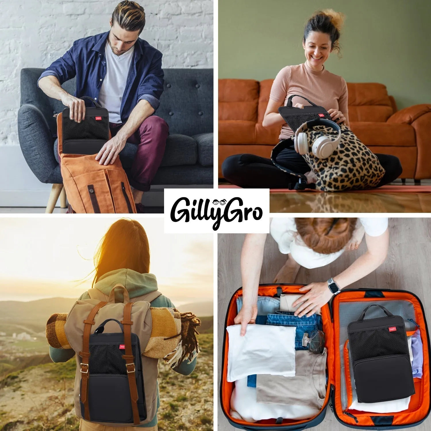 FlexPack Plus | The Ultimate All-in-One Backpack Organizer for Travelers - Black/Gray