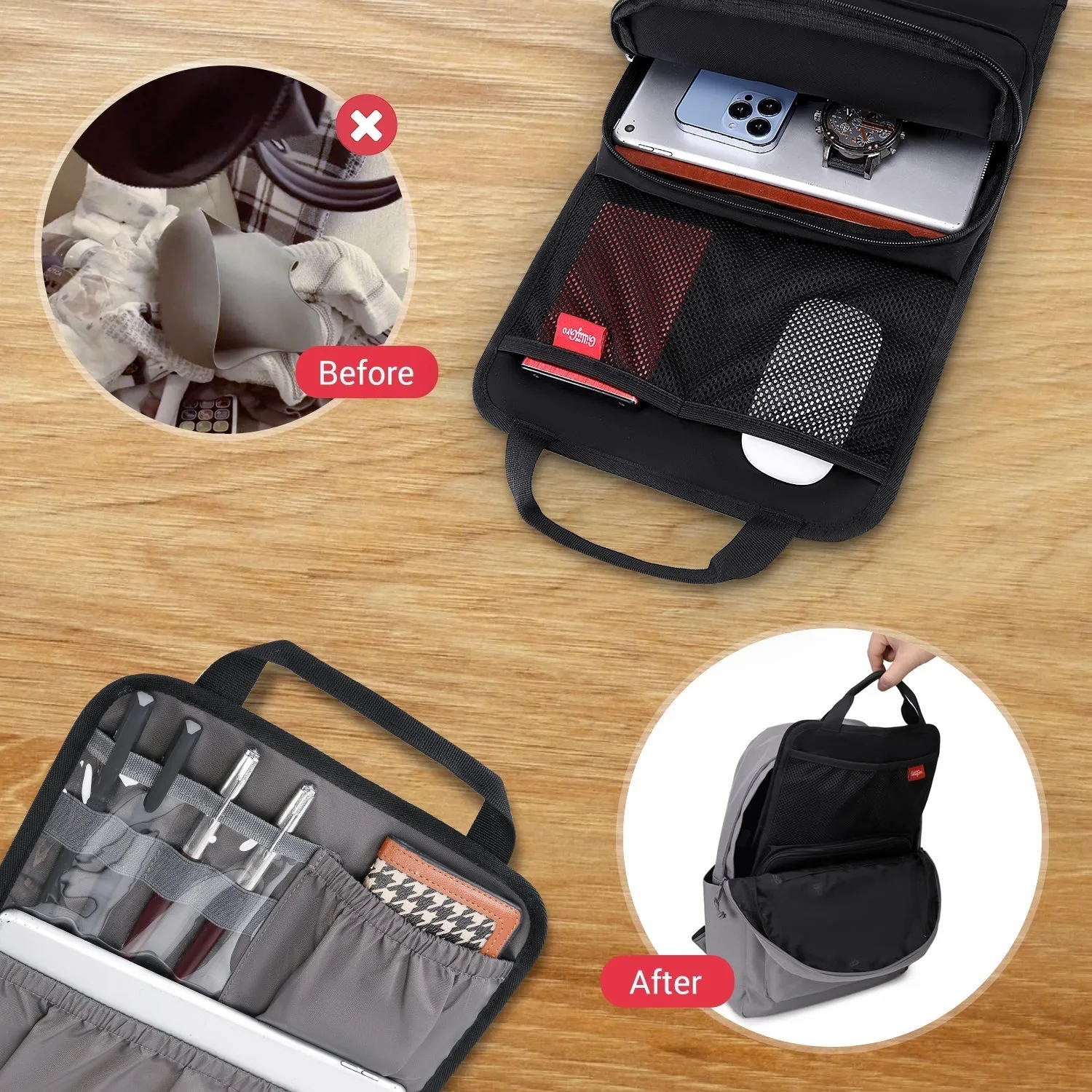 FlexPack Plus | The Ultimate All-in-One Backpack Organizer for Travelers - Black/Gray