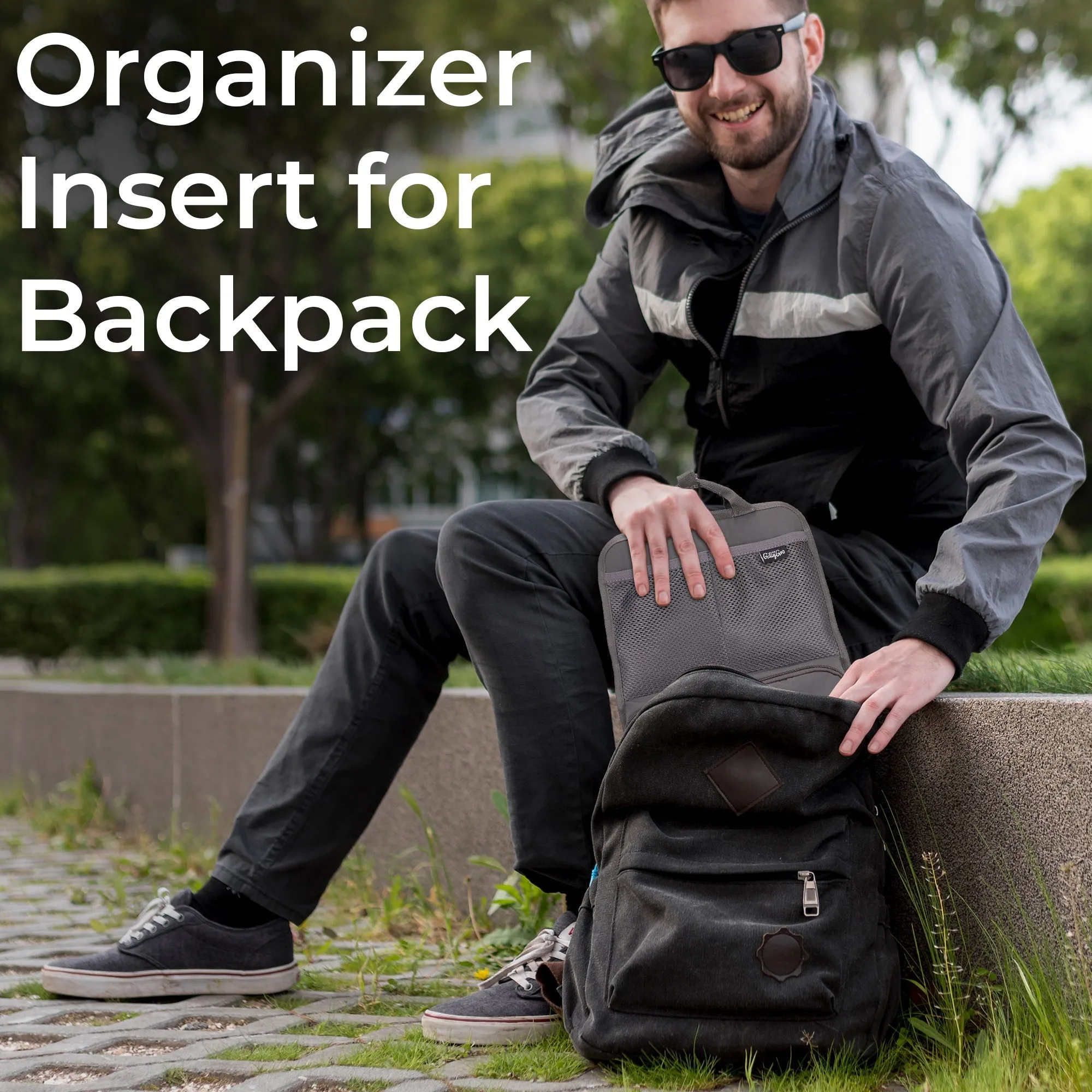 FlexPack Plus | The Ultimate All-in-One Backpack Organizer for Travelers - Gray/Red