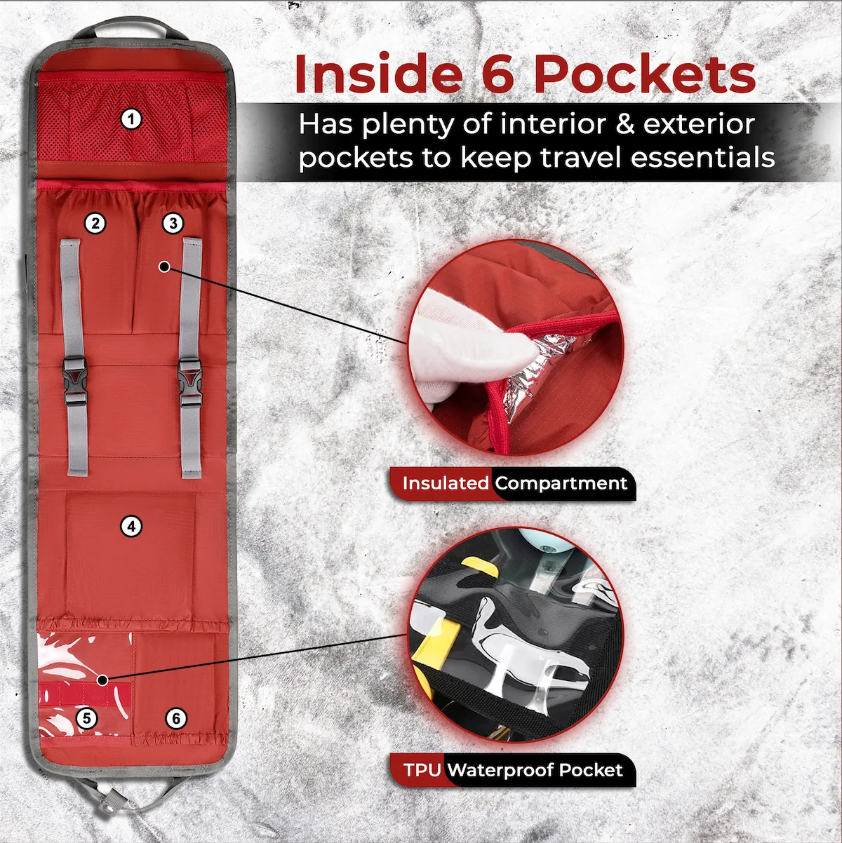 FlexPack Plus | The Ultimate All-in-One Backpack Organizer for Travelers - Gray/Red