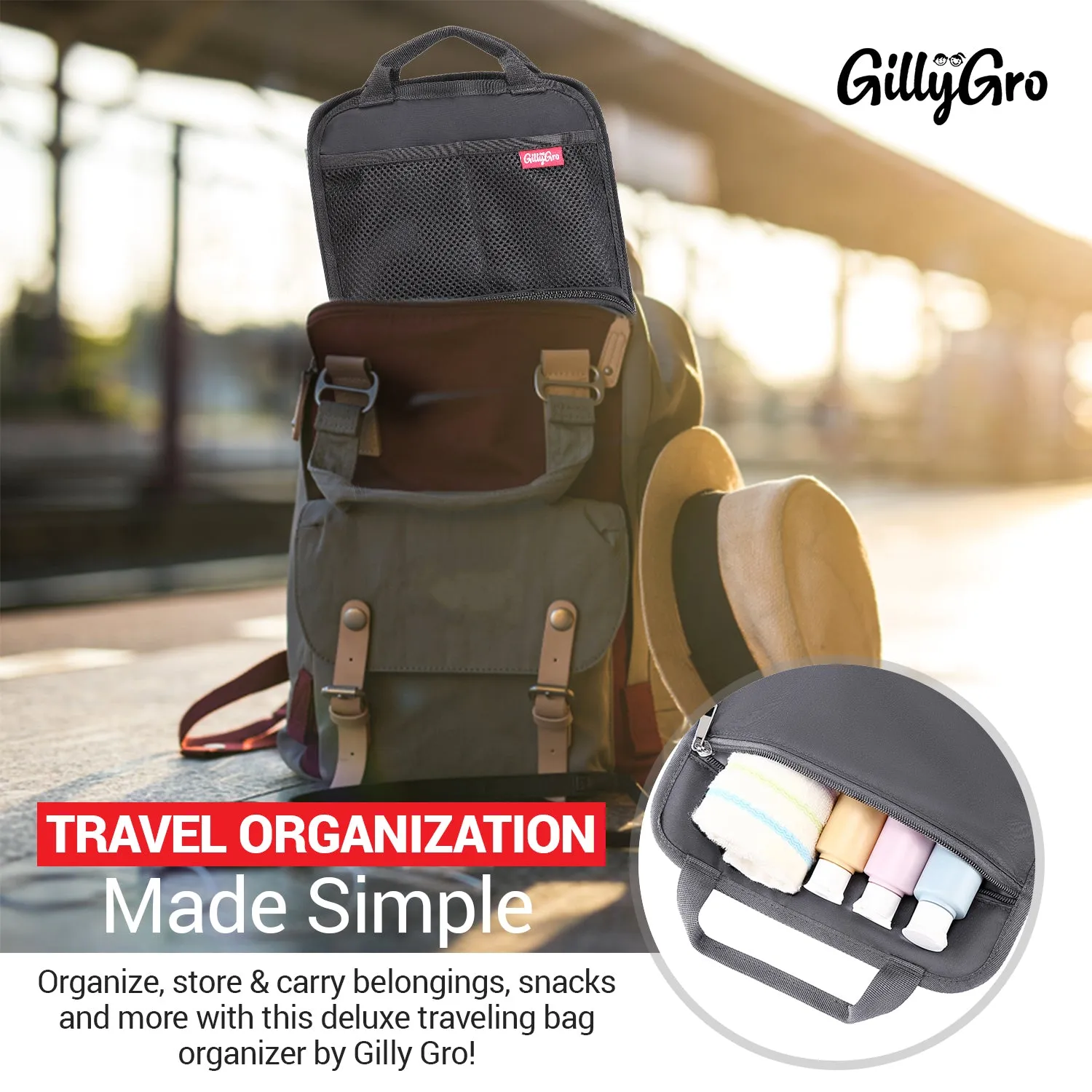 FlexPack Plus | The Ultimate All-in-One Backpack Organizer for Travelers - Gray/Red