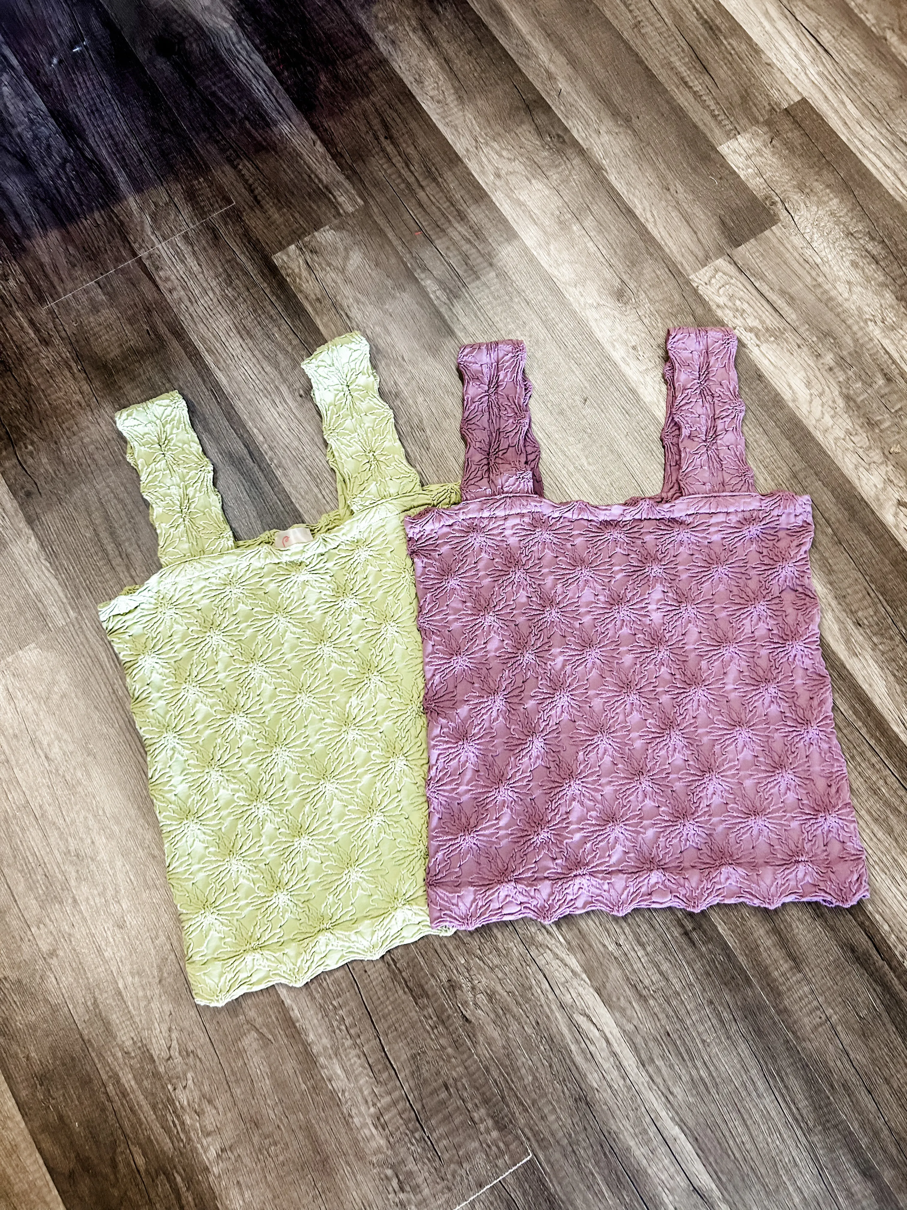 Floral Embossed Tank Sage