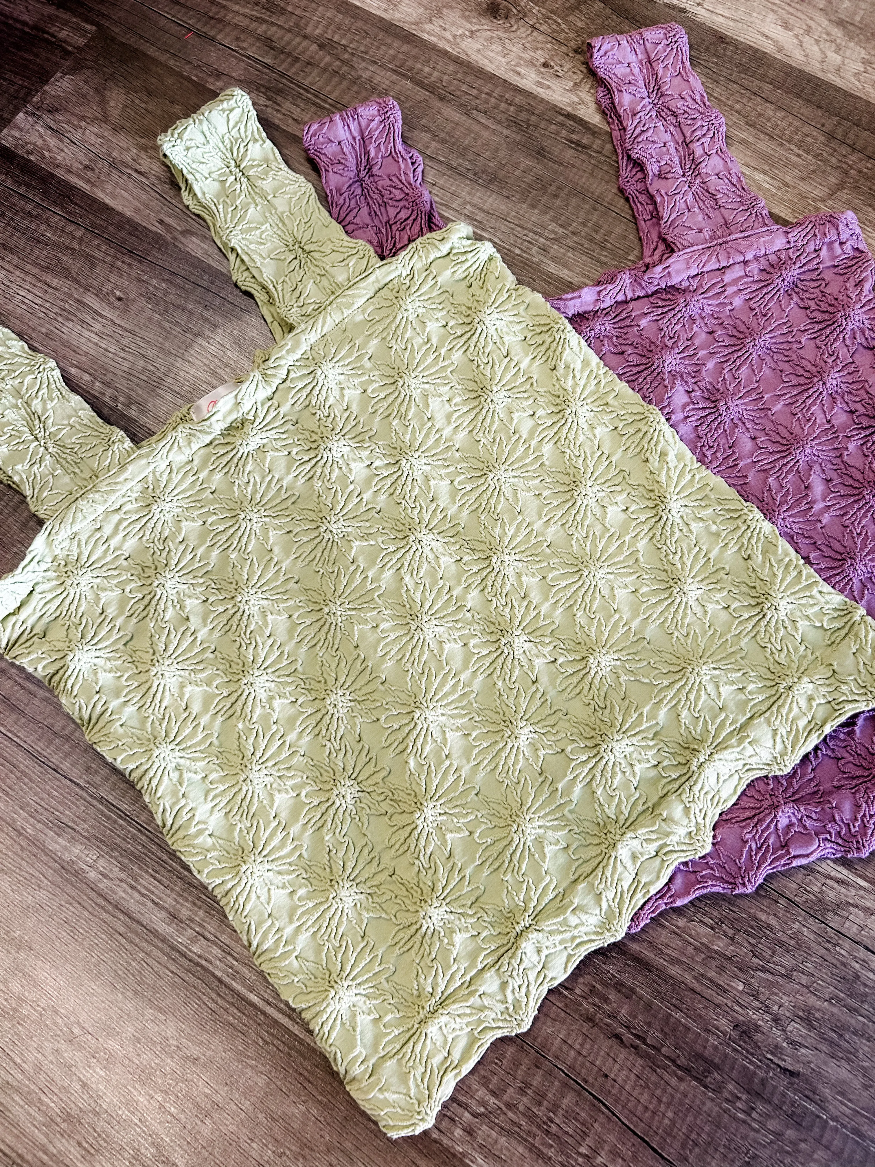 Floral Embossed Tank Sage