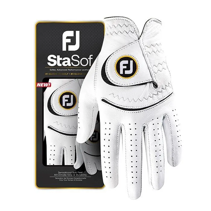 FootJoy Ladies StaSof Golf Glove ML Pearl/Black (67360E-999-ML) LH/Regular