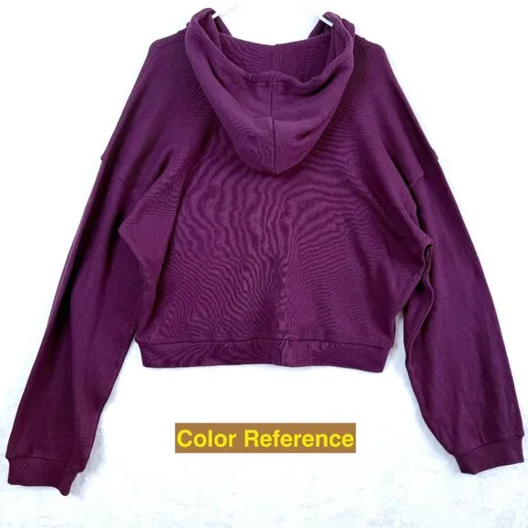 Free People FP Beach Sweater Womens L Purple Knit Pull Over Hooded Slouchy