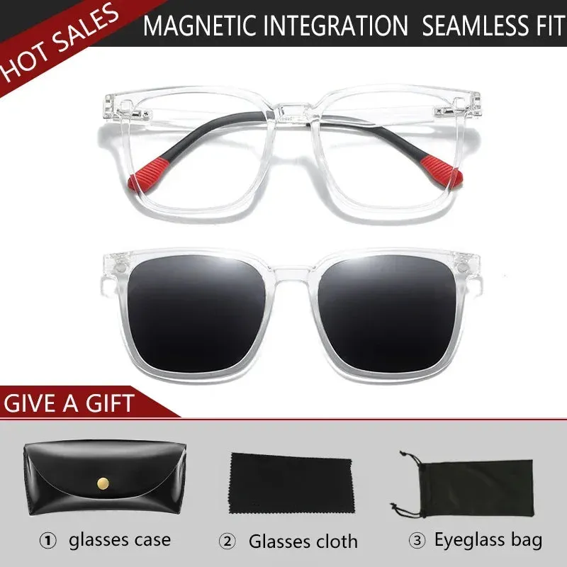 GENEVIEVE New Men's Magnetic Clip-On Polarized Prescription Sunglasses