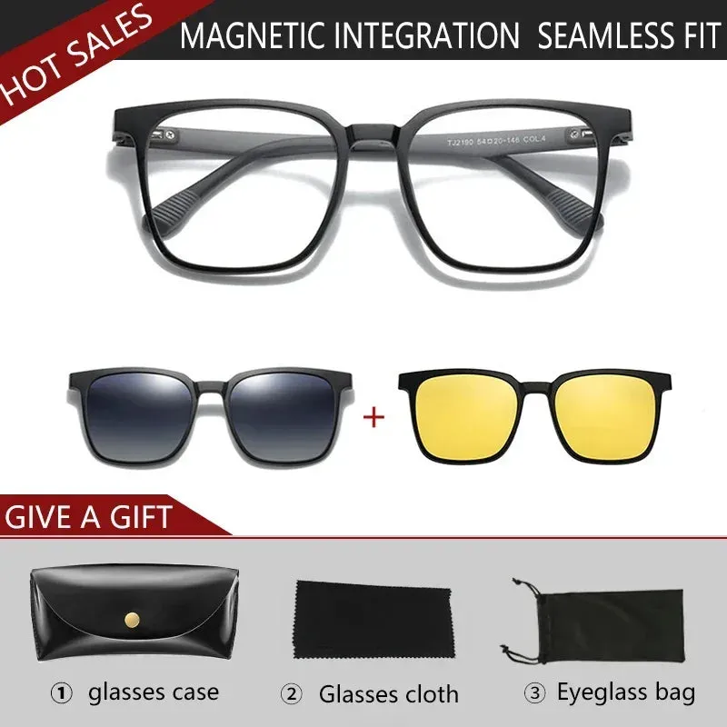 GENEVIEVE New Men's Magnetic Clip-On Polarized Prescription Sunglasses