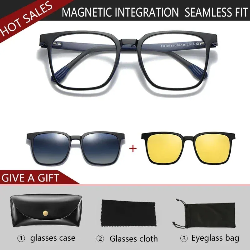 GENEVIEVE New Men's Magnetic Clip-On Polarized Prescription Sunglasses