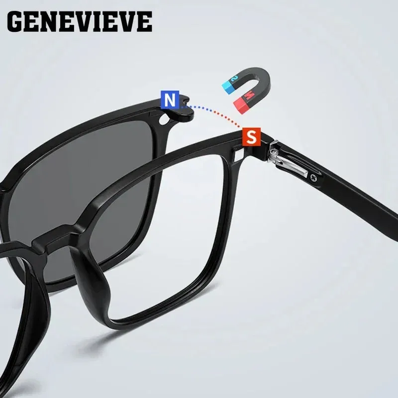 GENEVIEVE New Men's Magnetic Clip-On Polarized Prescription Sunglasses