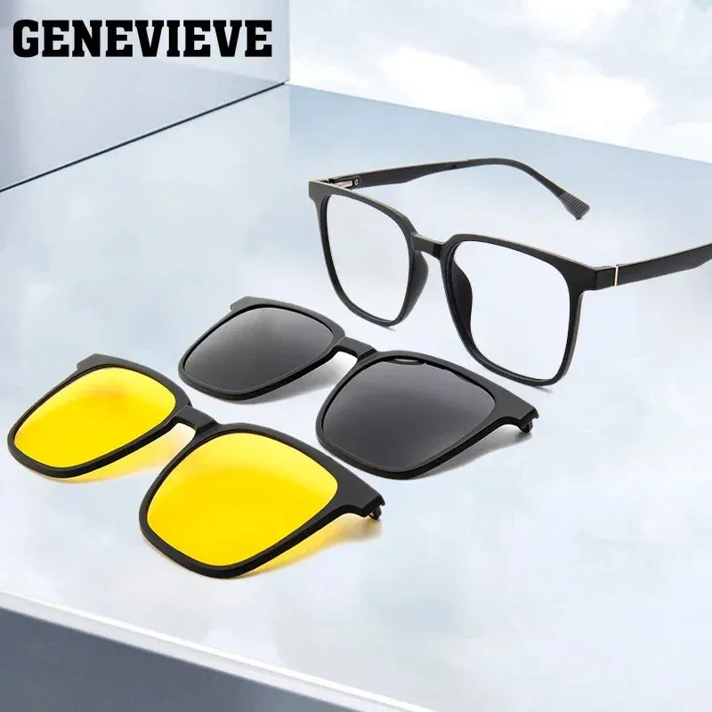 GENEVIEVE New Men's Magnetic Clip-On Polarized Prescription Sunglasses