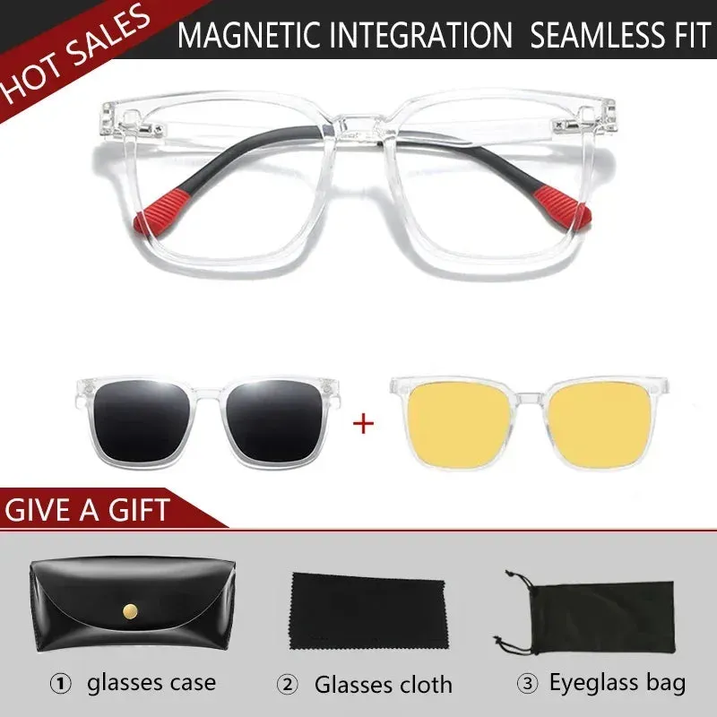 GENEVIEVE New Men's Magnetic Clip-On Polarized Prescription Sunglasses