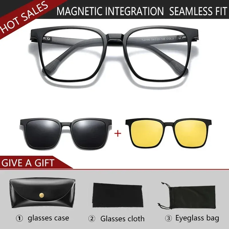 GENEVIEVE New Men's Magnetic Clip-On Polarized Prescription Sunglasses