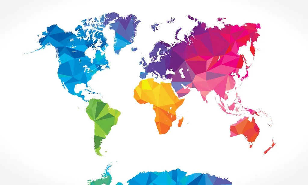 Geometric World Map Wallpaper Mural