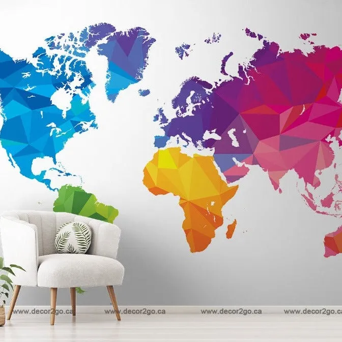 Geometric World Map Wallpaper Mural