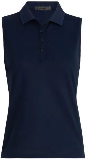 G/Fore Pleated Collar Tech Pique Womens Sleeveless Polo