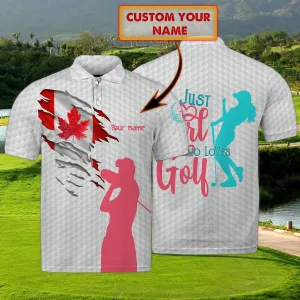 Girl Love Golf - Personalized Name 3D Polo Shirt