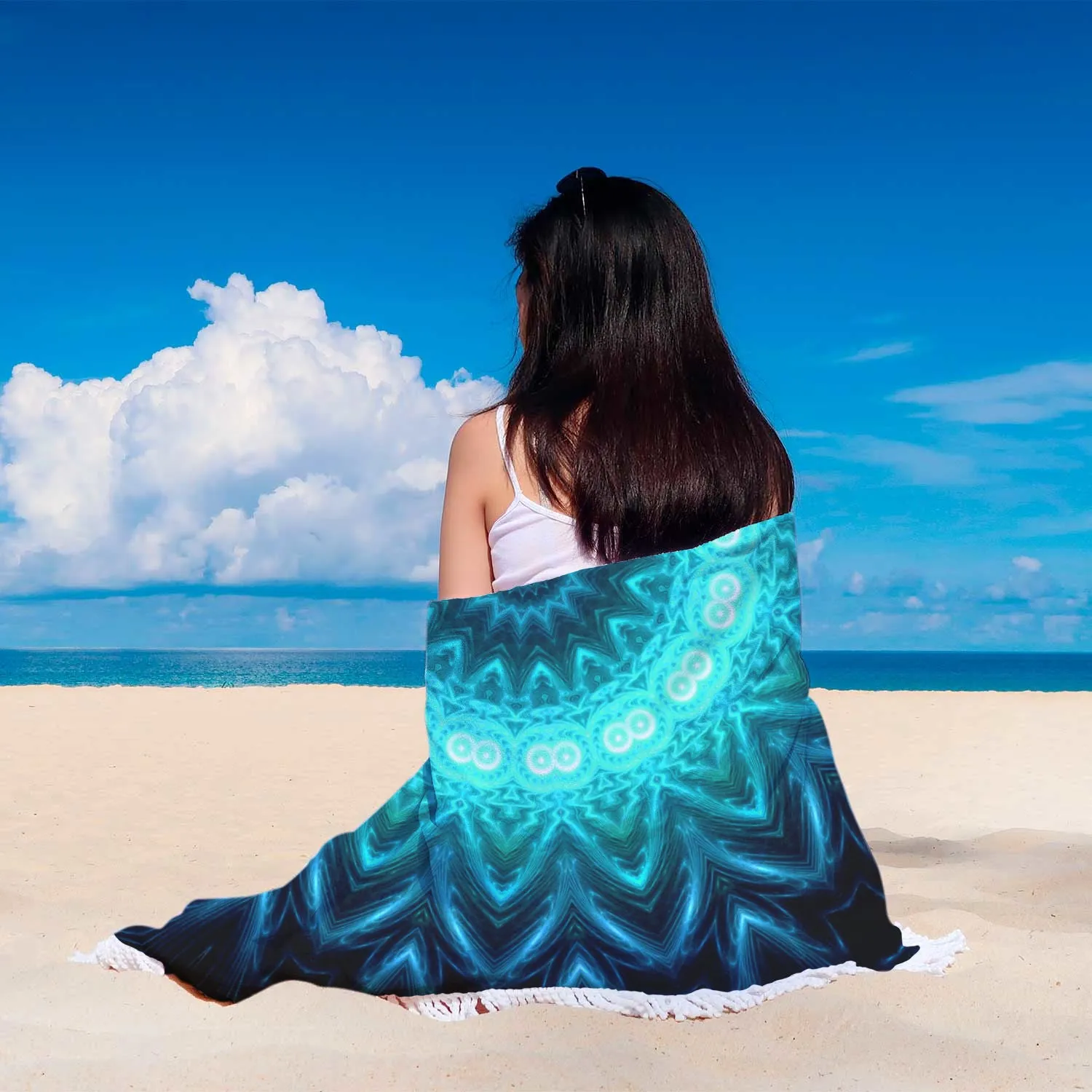 Glowing Circles Beach Blanket