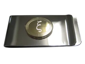 Gold Toned Etched Oval Greek Letter Xi Money Clip
