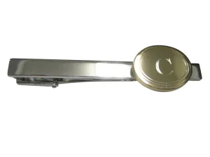 Gold Toned Etched Oval Letter C Monogram Tie Clip