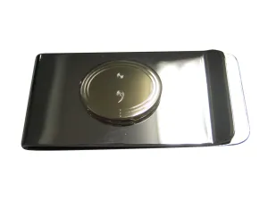 Gold Toned Etched Oval Semicolon Sign Pendant Money Clip