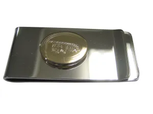 Gold Toned Etched Oval Sleek Fire Truck with Ladder Money Clip