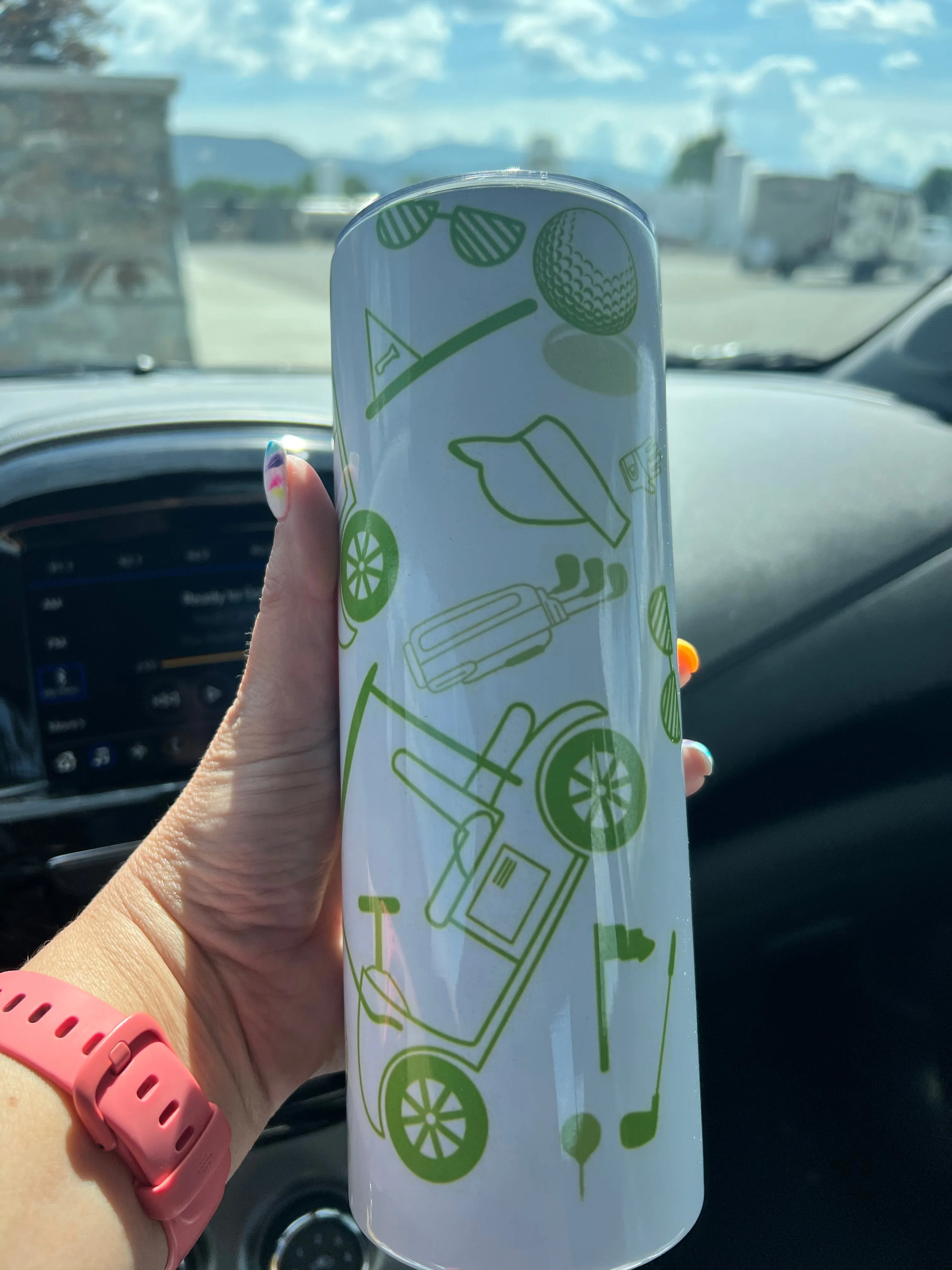 Golf Cart Golfer ~ 20 oz Skinny Tumbler