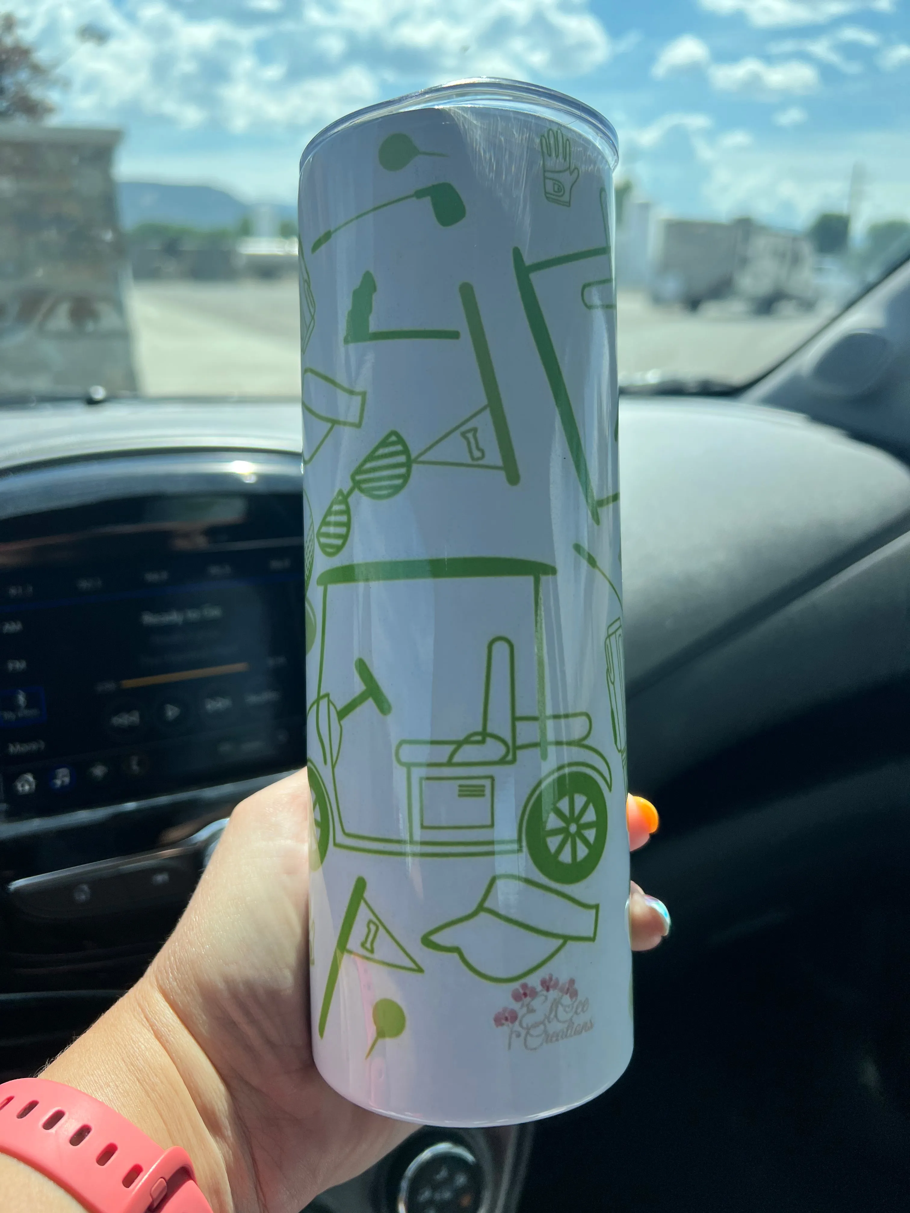 Golf Cart Golfer ~ 20 oz Skinny Tumbler