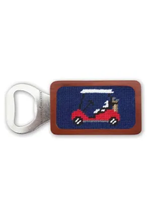 GOLF CART NEEDLEPOINT BOTTLE OPENER