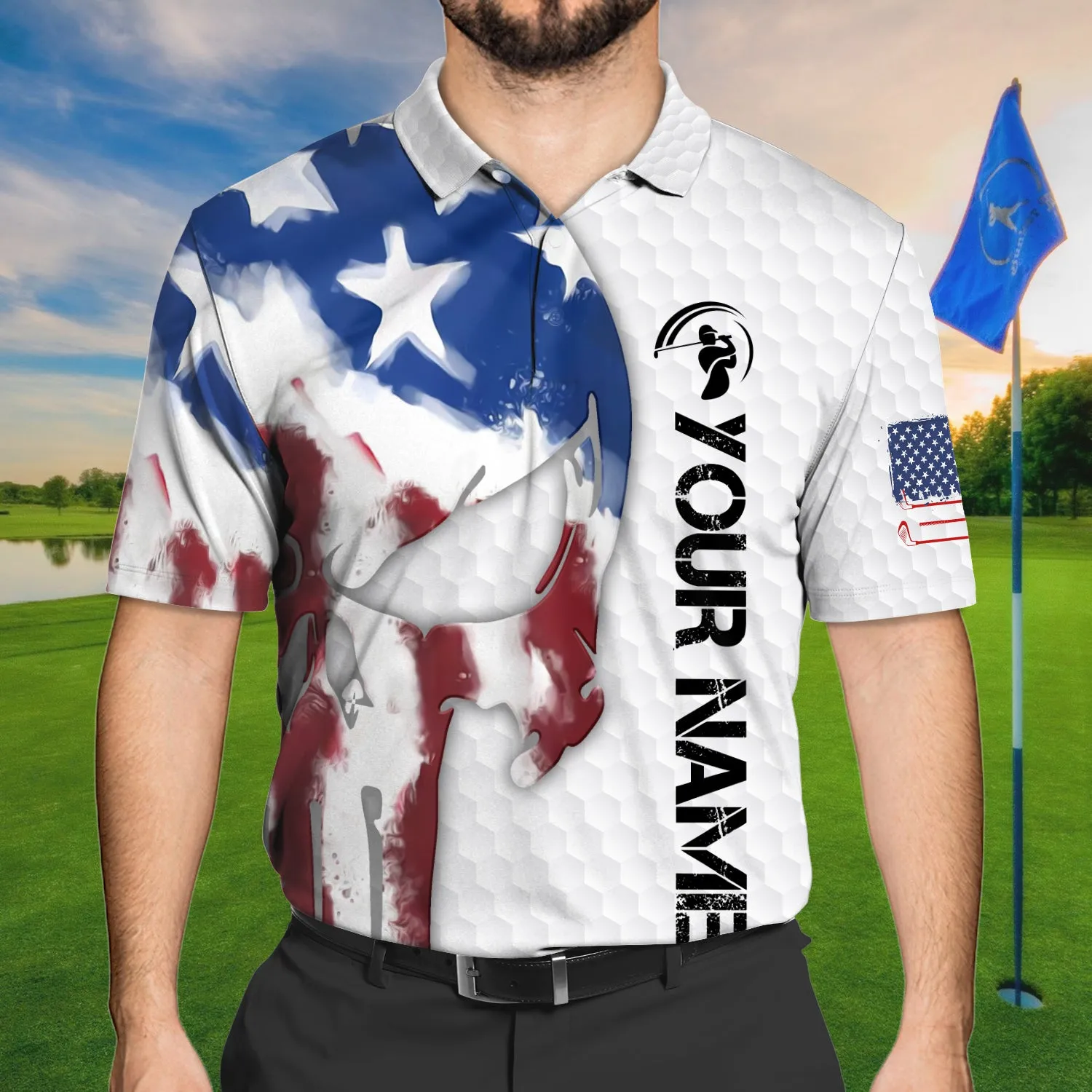Golf Skull name - Personalized Name 3D Polo Shirt - Nsd99