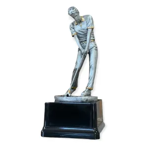 Golf Trophy - Antique Silver Male Resin