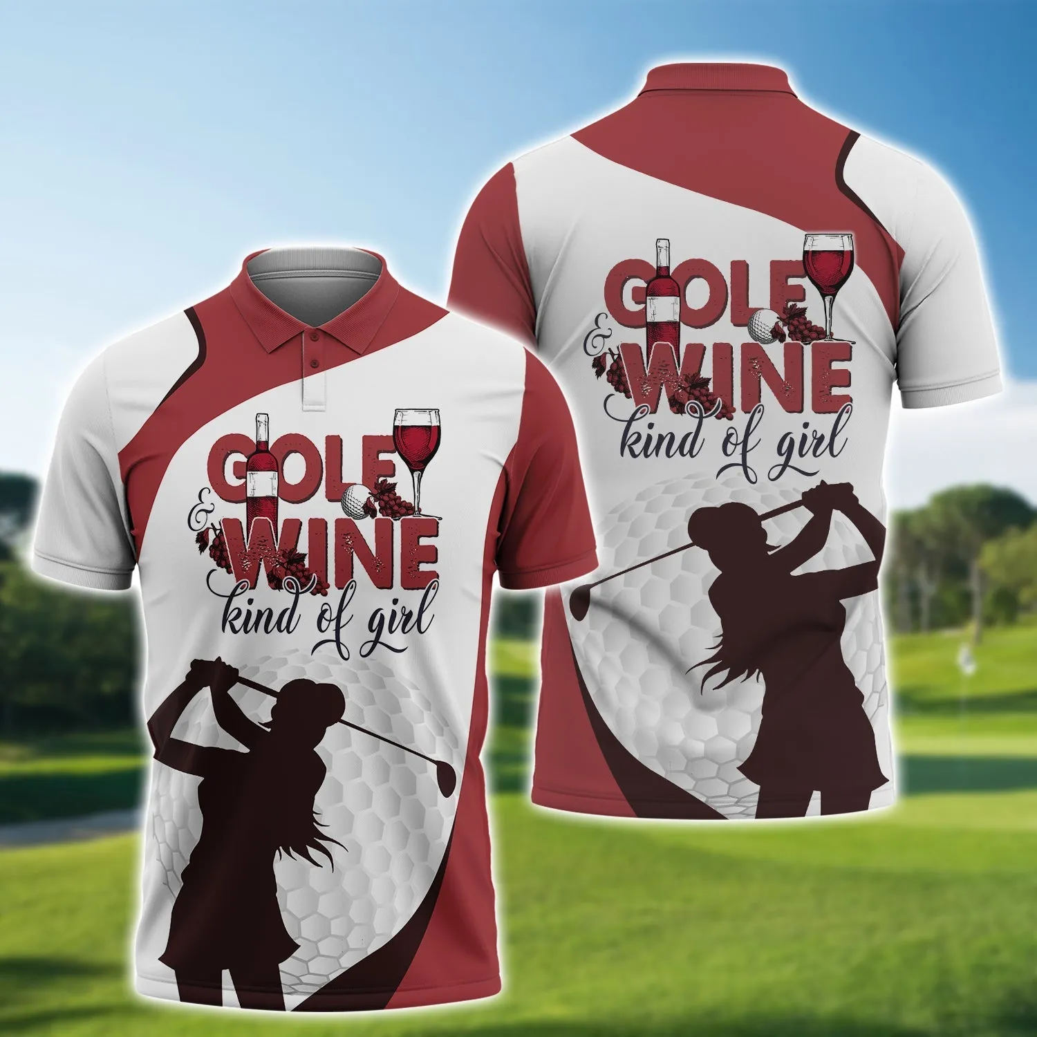 Golf Wine - Personalized Name 3D Polo Shirt - TD96