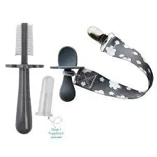 GRABEASE 2 IN 1 SILICONE TEETHER - GRAY