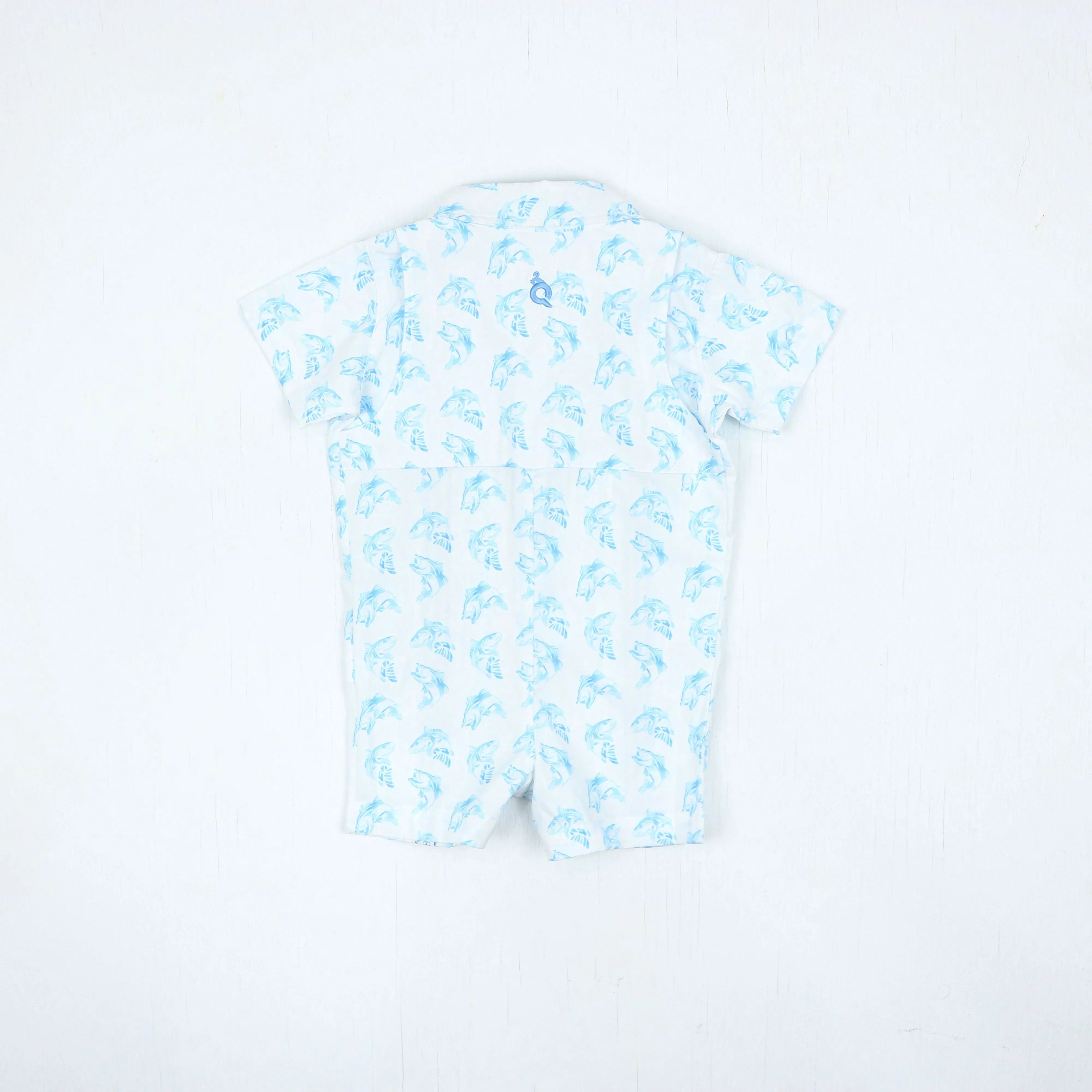 Guayabera Romper | Bass Blue