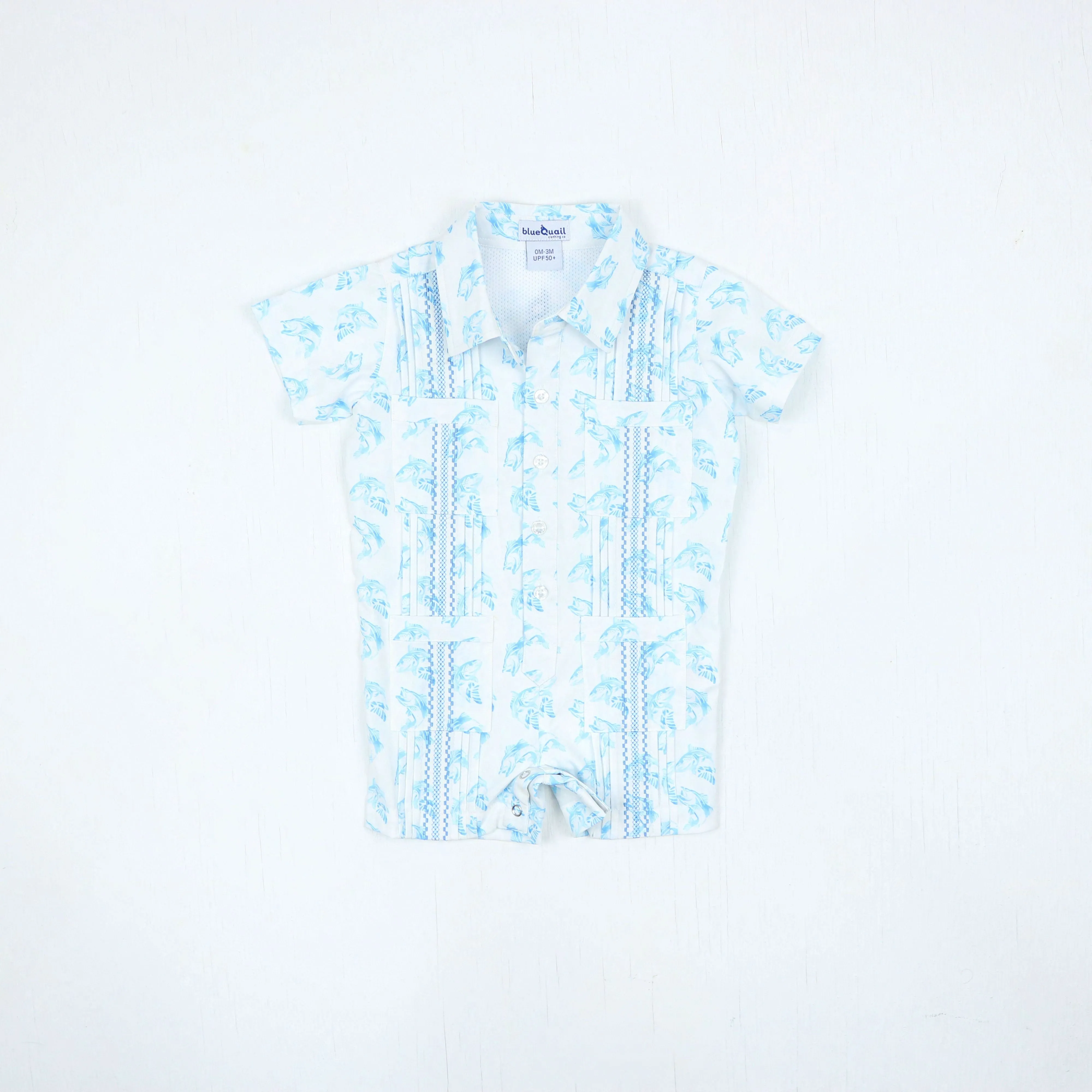 Guayabera Romper | Bass Blue