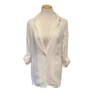 H by Halston Oversized Slouchy White Linen Blazer