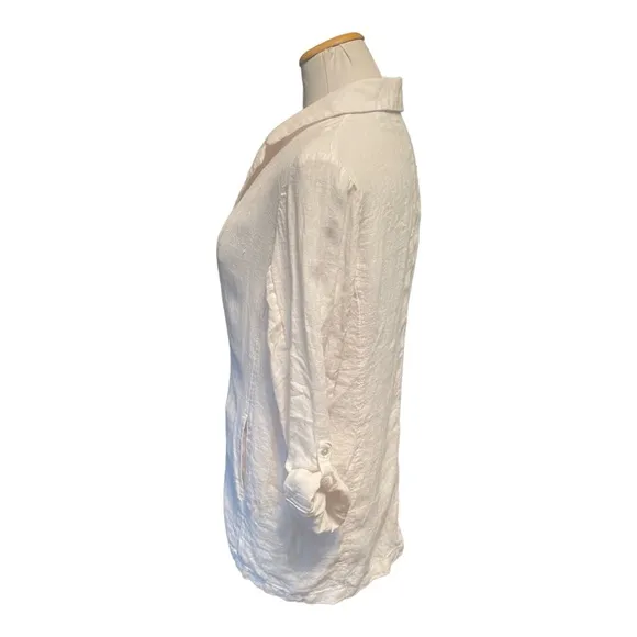 H by Halston Oversized Slouchy White Linen Blazer