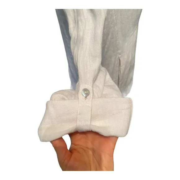 H by Halston Oversized Slouchy White Linen Blazer