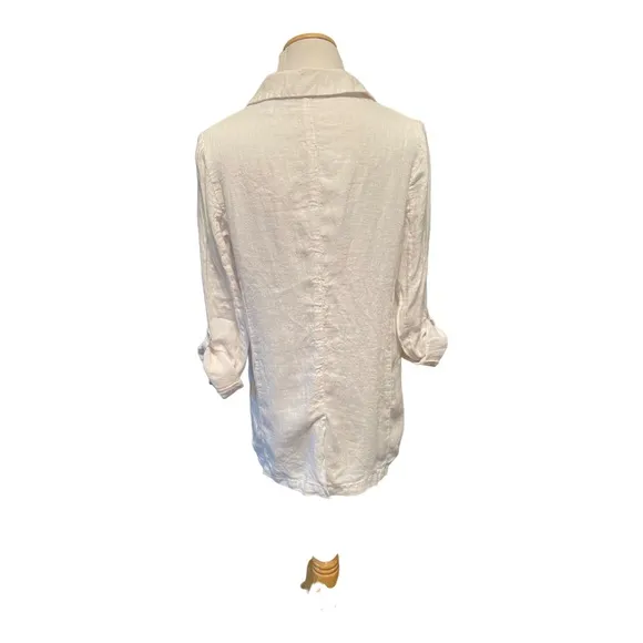 H by Halston Oversized Slouchy White Linen Blazer