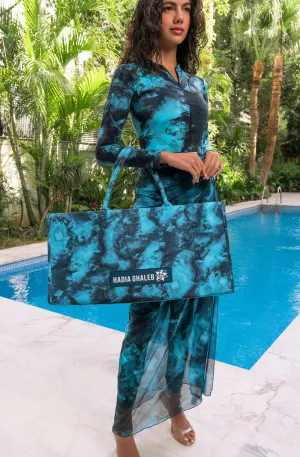 HADIA GHALEB Aqua Luna Mega Tote Bag
