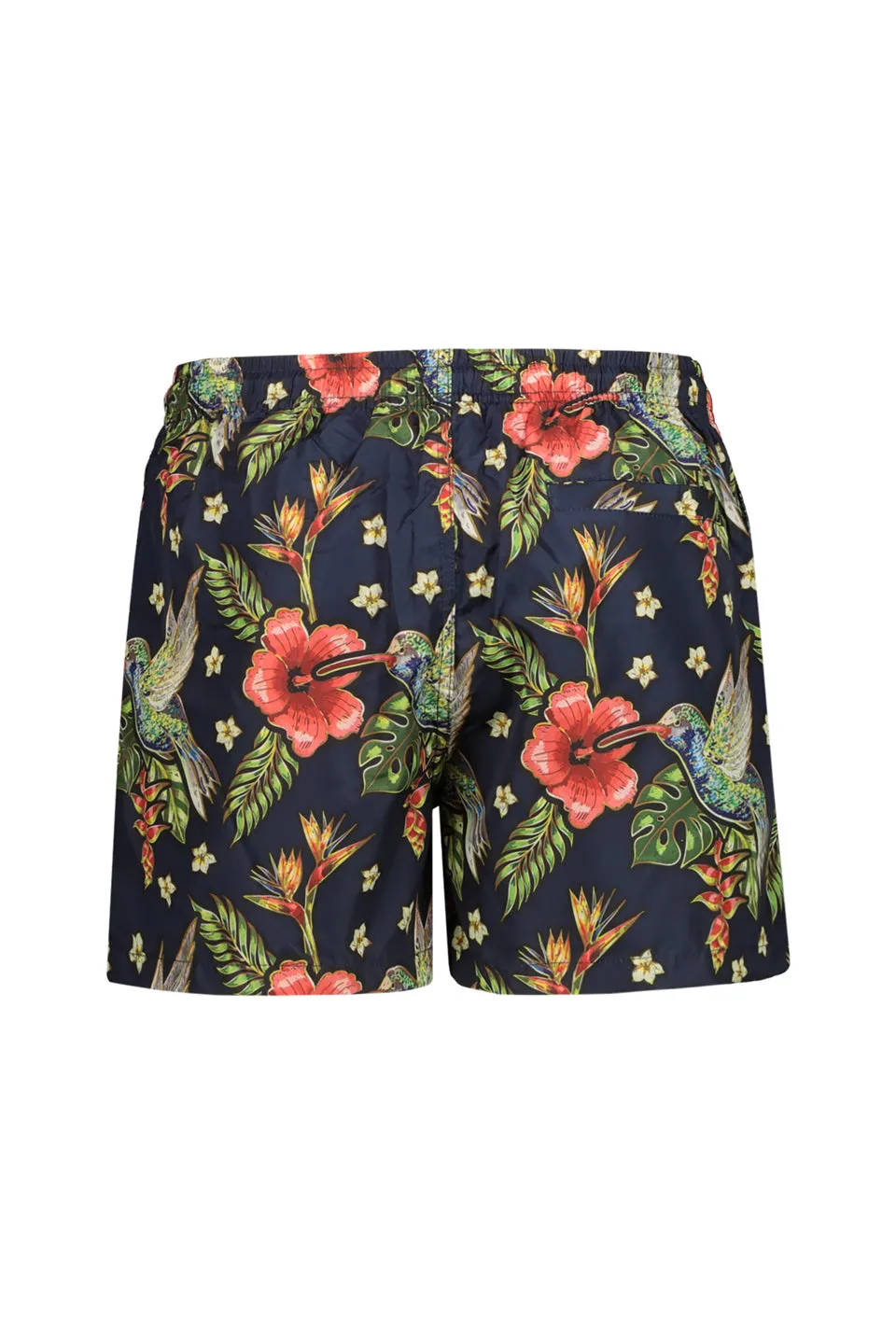 Hawaiian Bird Print Swim Shorts In Blue