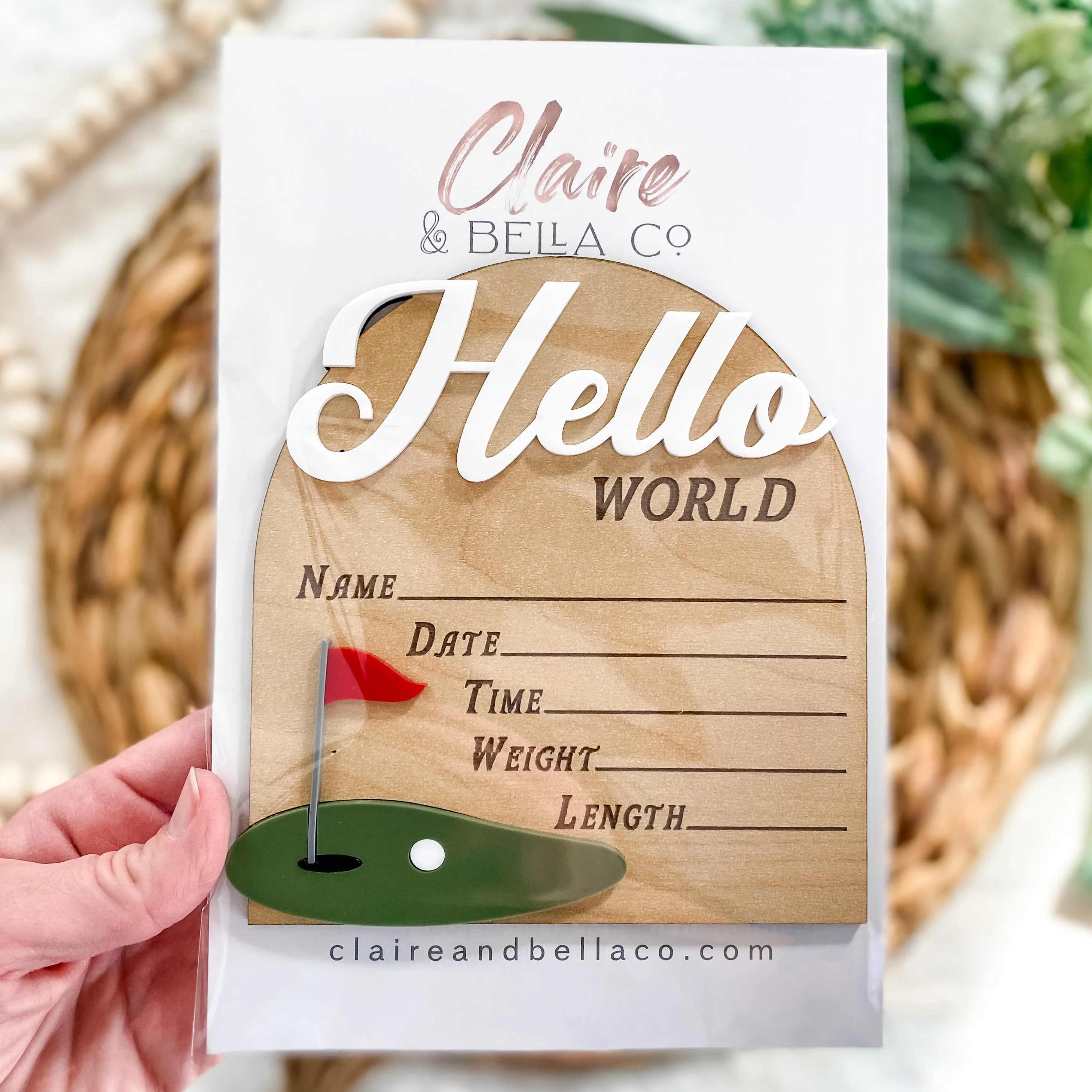 Hello World Birth Stat Sign - Golf