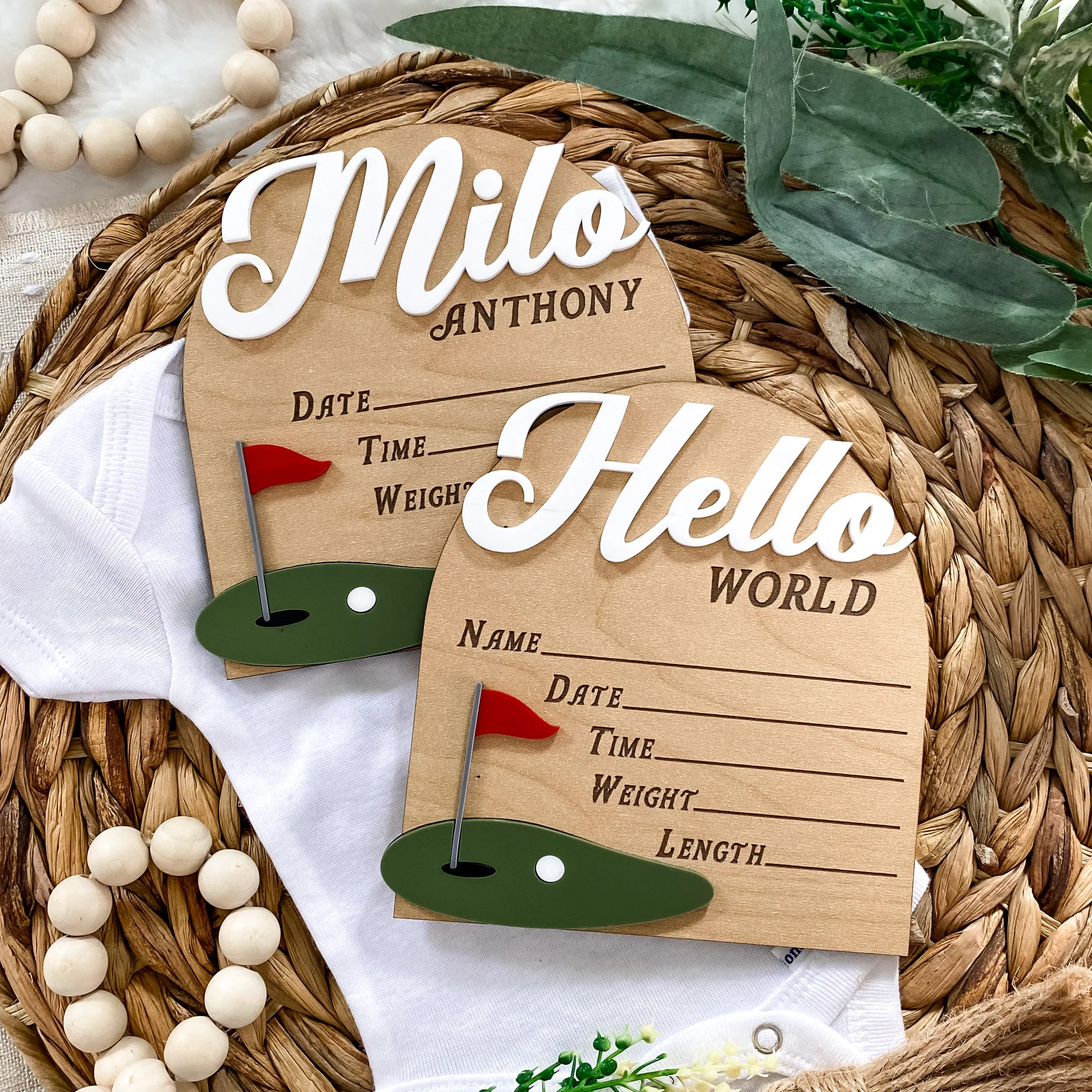 Hello World Birth Stat Sign - Golf
